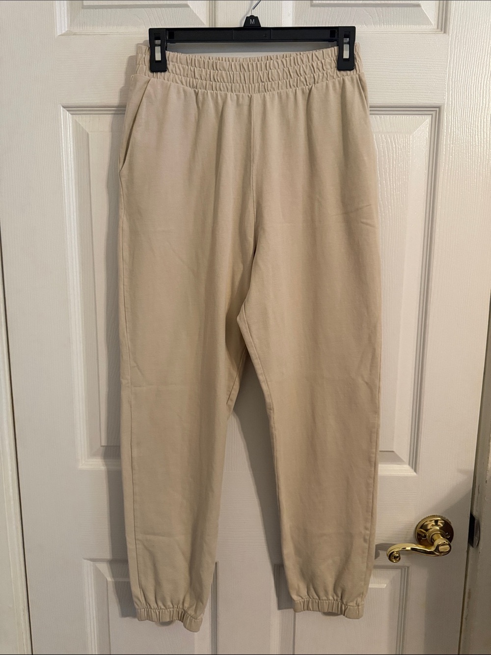 Zara Pull-On Beige Joggers 100% Cotton Sz Small High-Waisted